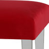Cortesi Home Whitecrest Bench Ottoman With Clear Acrylic Legs 24" W, Red Velvet