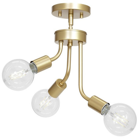 Zag 3-Light Chandelier, Antique Gold Leaf