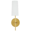 Brass Finish And White Shade 1-Light Wall Sconce