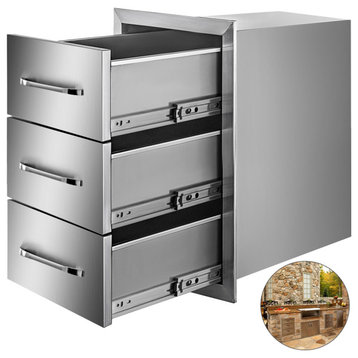 Outdoor Kitchen Drawers Flush Mount Stainless Steel BBQ Drawers, 15.7w X 21.6h X 17.7d Inch