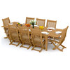 9-Piece Outdoor Teak Dining Set, 122" Rectangle Table, 8 Warwick Arm Chairs