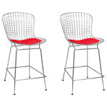 Mod Made - Mid Century Modern Chrome Wire Barstool, Set of 2, Red - A Barstool that is sure to last for many years and keep your bar area in the Modern times. Made with durable chrome wire frame and completed with a removeable seat pad. Choose from Black, Red or White.