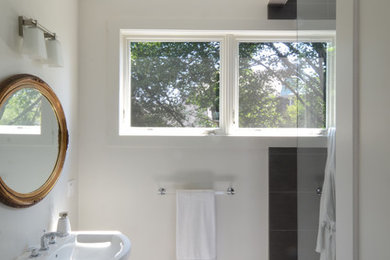 Inspiration for a mid-century modern bathroom remodel in Providence
