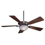 Minka Aire - Minka Aire F701-PW Ceiling Fan Delano Pewter - 52`` 5-Blade Ceiling Fan in Pewter Finish with Natural Walnut Blades and Integrated Up and Down Lights with Etched Marble Glass