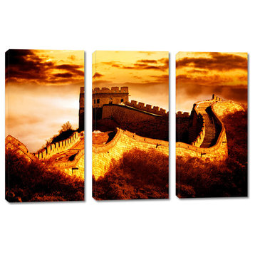 Great Wall Of China, Canvas Print Wall Art, 3 Panel Split, Triptych, 24x16