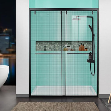 Laminated glass shower door ,56-60" W x 76" H inch, or 68-72" W x 76" H
