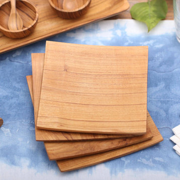 Novica Handmade Fine Meal Teak Wood Plates (Set Of 4)