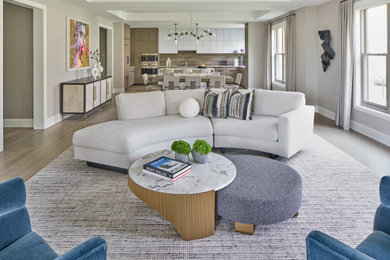 Example of a large transitional living room design in New York