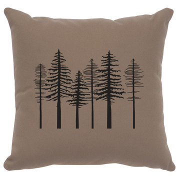 Image Pillow 16x16 Trees Cotton Taupe