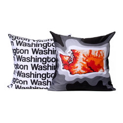 Washington map pillow, charcoal orange - Decorative Pillows