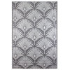 4' x 6' Gray and White Fan Leaf Rectangular Outdoor Area Rug
