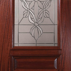 Prehung Single Door 96 Mahogany Evangeline 3 Panel Arch Lite Glass - Front Doors