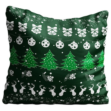 Christmas Pattern Green Throw Pillow Case