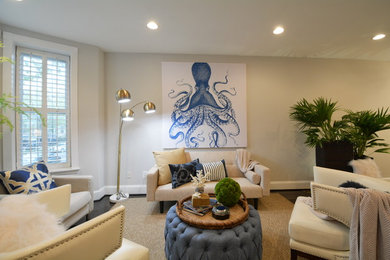 Example of a small trendy open concept dark wood floor living room design in DC Metro