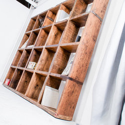 Bazany Reclaimed Canadian Cedar Stained Scaffolding 20 Aperture Display Cube - Bookcases