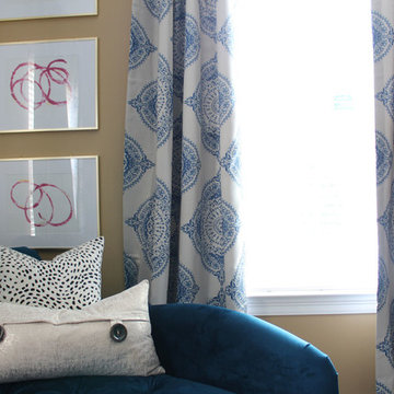 Pink and Blue Transitional Bedroom
