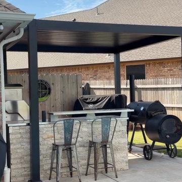 Edmond, OK Backyard Outdoor Kitchen Transformation with 10'x10' Louvered Pergola