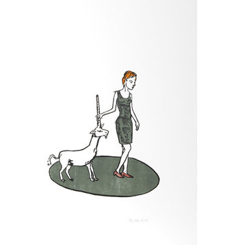 Stephan Balkenhol "Lady and the Unicorn, Touch" Woodcut