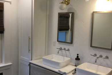 Mid-century modern bathroom photo in New York