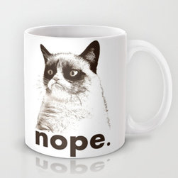 ‘Nope’ Grumpy Cat Mug by John Medbury - Mugs