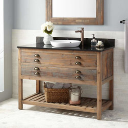 48" BENOIST RECLAIMED WOOD CONSOLE VANITY FOR SEMI-RECESSED SINK - GRAY WASH PIN - Bathroom Vanities And Sink Consoles