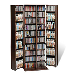 Prepac Large Deluxe Storage with Locking Shaker Doors in Espresso - Media Cabinets