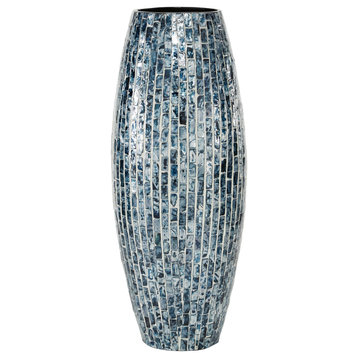 Coastal Blue Mother Of Pearl Shell Vase 84457