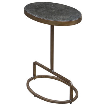 Simple Modern Oval Ring Metal Accent Table Industrial Minimalist Gold Bronze