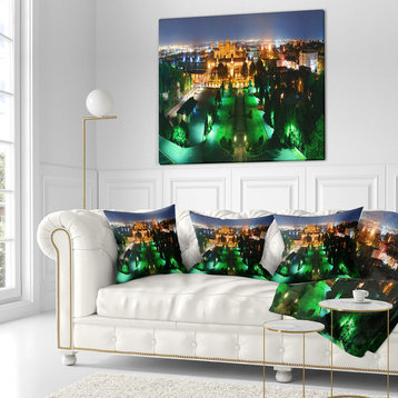 Lighted Montreal City At Night Cityscape Photo Throw Pillow, 18"x18"