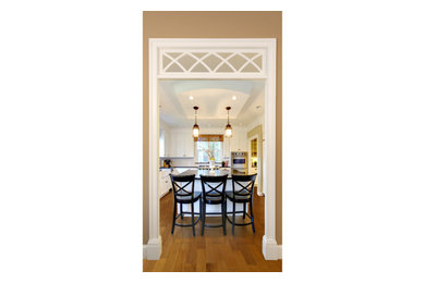 Transom Window Contemporary in Kitchen with Chairs