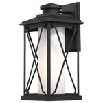 Minka Lavery - Lansdale 1-Light Outdoor Large Wall Mount in Coal & Etched Opal Glass - Stylish and bold. Make an illuminating statement with this fixture. An ideal lighting fixture for your home.&nbsp