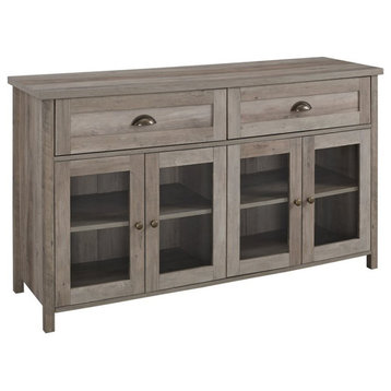 Bowery Hill Farmhouse 2-Drawer 4 Glass Door TV Stand for TVs up to 58" in Gray