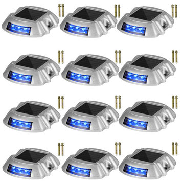 Solar Driveway Lights, Switch Button, Wireless, 6 LEDs, Blue, 12 Pieces