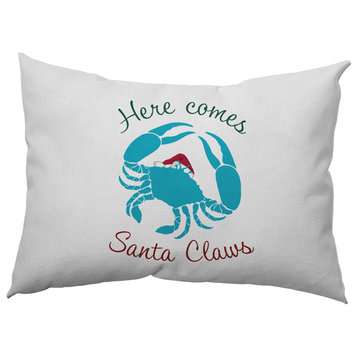 Santa Claws Crab Accent Pillow, Turquoise, 14"x20"