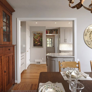 Gray and white transitional kitchen in Oakton, VA
