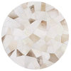 American style Round shaped handmade cowhide skin fur patchwork rug, 5'11"x5'11", 5