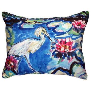 Heron & Waterlilies No Cord Indoor/Outdoor Pillow - Set of Two 16x20