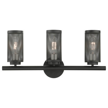 Livex Lighting Industro 3 Light Black With Brushed Nickel Accents Vanity Sconce