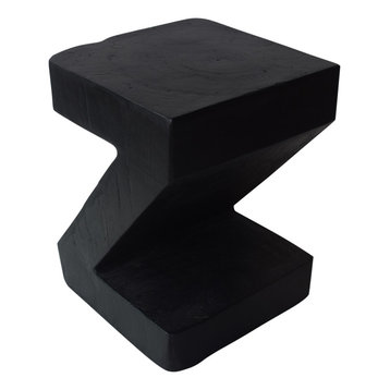 GDF Studio Ligia Light-Weight Concrete Accent Table, Black