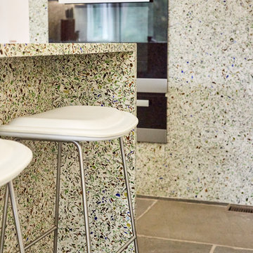 Modern Hillside Home Bistro Green Kitchen