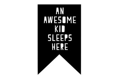 Banner decal ‘An awesome kid sleeps here’