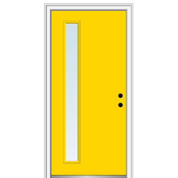 36 in.x80 in. 1 Lite Clear Left-Hand Inswing Painted Fiberglass Smooth Door