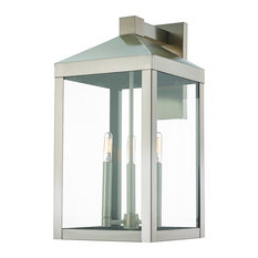 3 Light Outdoor Wall Lantern, Brushed Nickel