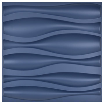19.7"x 19.7" Art3d Decorative 3D Wall Panel PVC Wave Wall Design, Set of 12, Blu