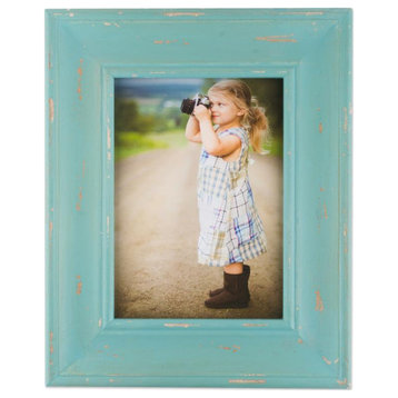 DII 4x6" Farmhouse Wood Composite Picture Frame in Distressed Blue