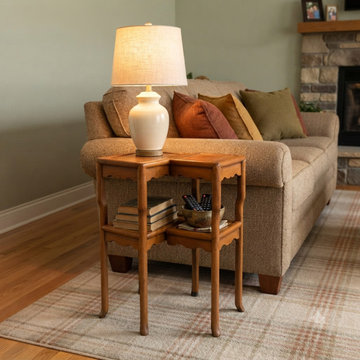 Oriental Two Tier Double Rhombus Light Brown Side Table Stand ws5076