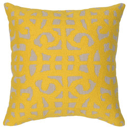Contemporary Decorative Pillows Barrett Pillow, Yellow, 20"x20"