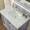 De Soto 36" Single Vanity, Silver Gray, 3CM Carrara Marble Top