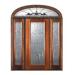 Pre-hung Side lights-Transom Door 80 Mahogany Arlington Full Lite Glass - Front Doors