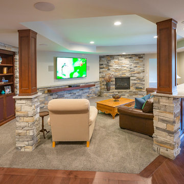 Loveland Traditional Lower-Level Remodel with Stone Accent Wall